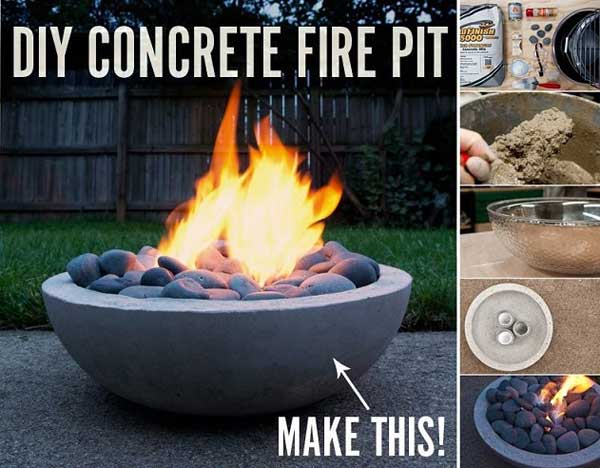 SCULPTURAL DIY CONCRETE FIRE PIT