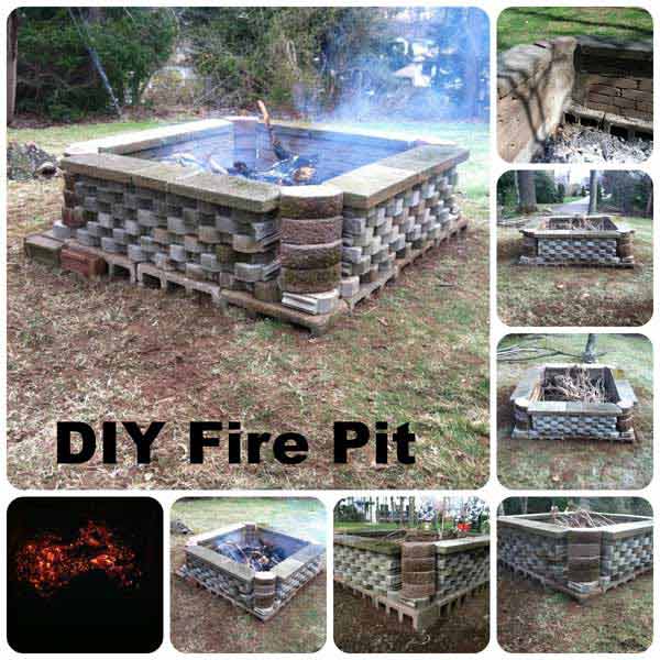 PLAYFUL BRICK ARRANGEMENT IN AN IMMENSE DIY FIRE PIT