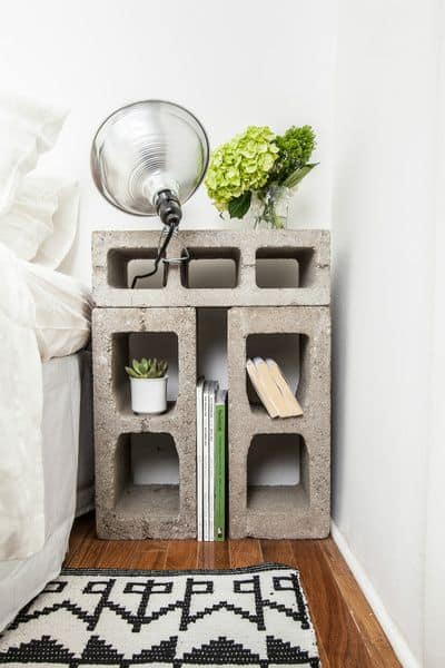 33. SIMPLE CINDER-BLOCK NIGHTSTAND