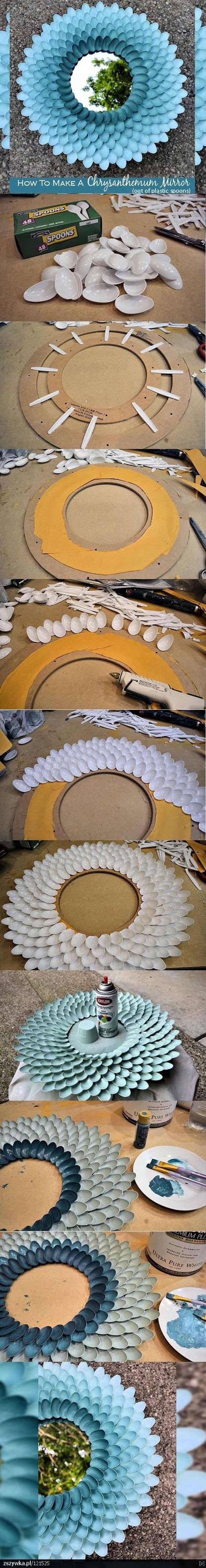 BUILD A CHRYSANTHEMUM MIRROR WITH PLASTIC SPOONS