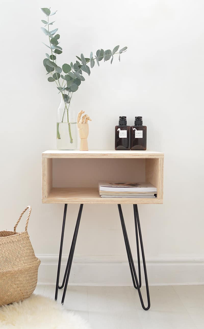 DIY MID CENTURY TABLE 10. PLYWOOD AND HAIRPIN LEGS NIGHTSTAND