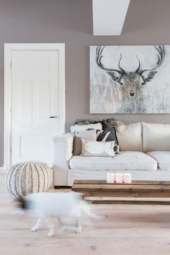 warm contrasting tones of taupe in sensible living room