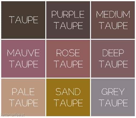 purple taupe, medium taupe, mauve taupe, rose taupe, deep taupe, pale taupe sand taupe and grey taupe info-graphic map