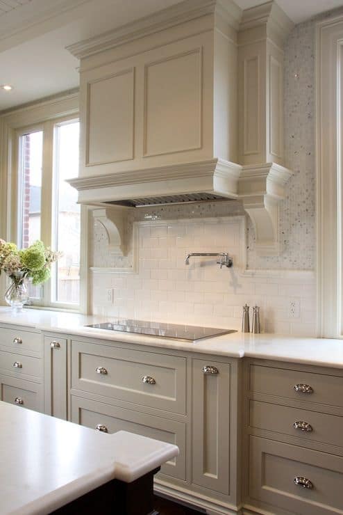 elegant light tones of taupe in airy kitchen design