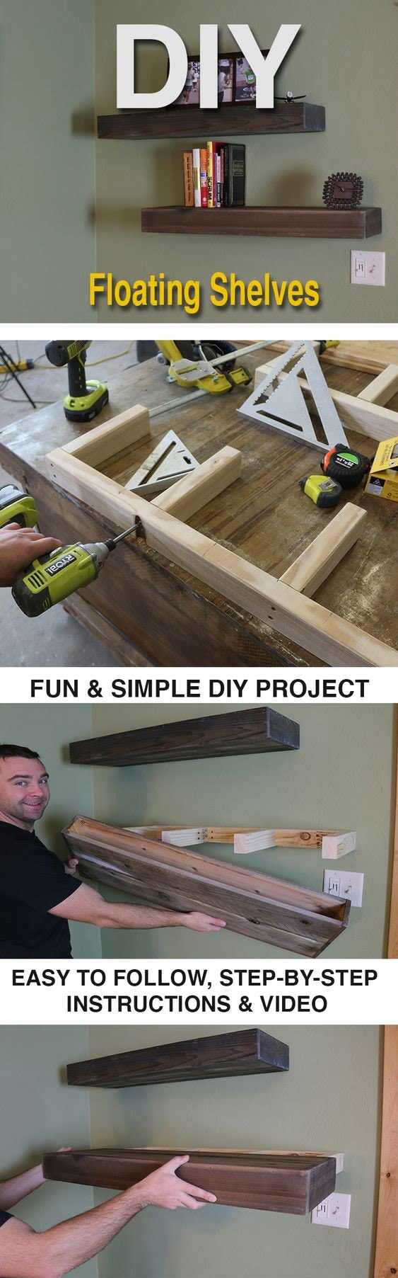 LEARN HOW TO MAKE A WOOD FLOATING SHELVES