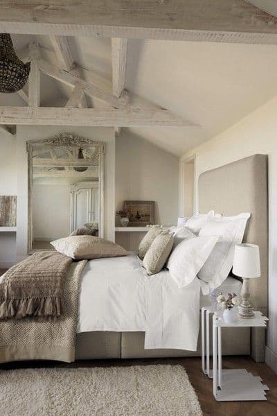 light taupe colors shaping an attic bedroom