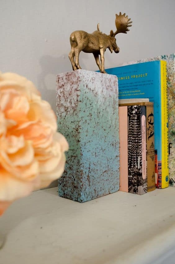 3. Use ombre painted bricks as bookends