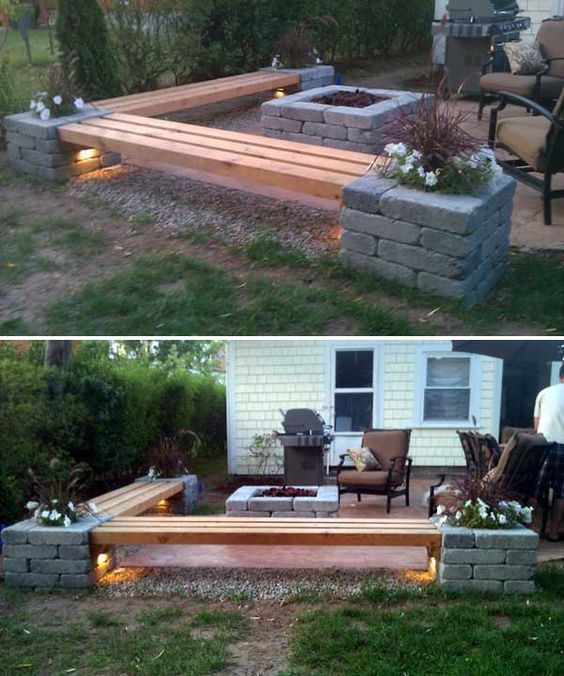create an sitting area with a firepit
