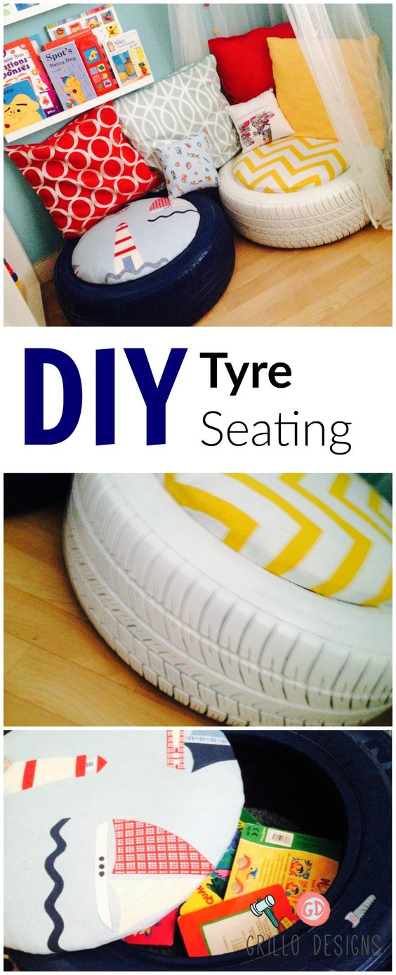 create colorful comfy tyre seating