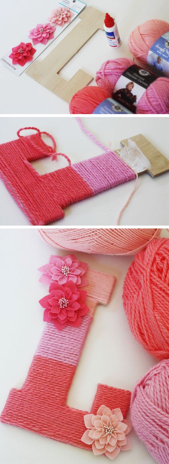 learn how to make a yarn ombre minogrammed letter