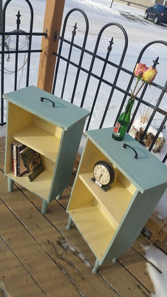 upcycled drawers to side tables