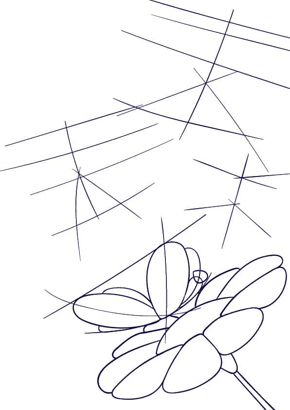 04 Learn How to Draw a Butterfly on a Flower - Cartoon Scene Step by Step Tutorial