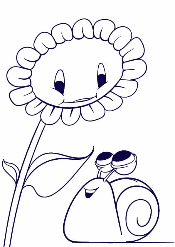 05 Learn How to Draw a Sunflower and a Snail- Cartoon Scene Step by Step Tutorial