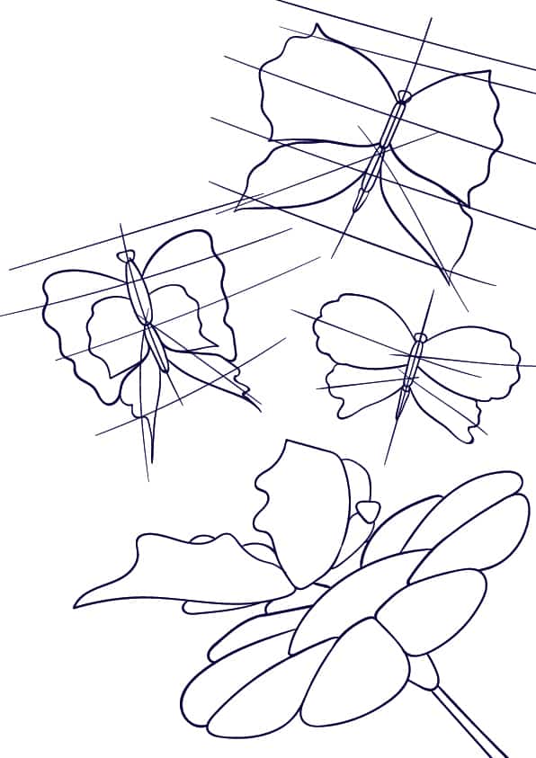 06 Learn How to Draw a Butterfly on a Flower - Cartoon Scene Step by Step Tutorial