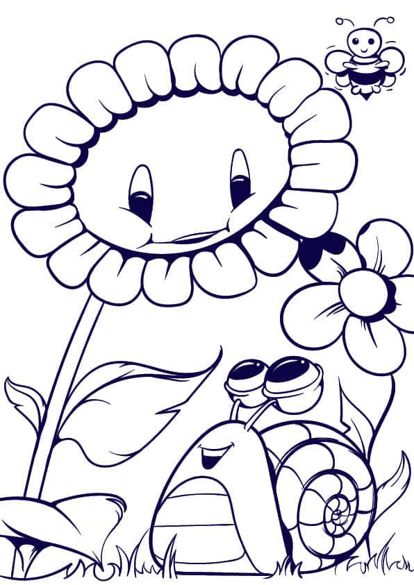 07 Learn How to Draw a Sunflower and a Snail- Cartoon Scene Step by Step Tutorial