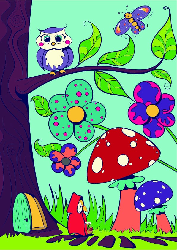 09 Learn How to Draw a Mushroom- Cartoon Scene Step by Step Tutorial