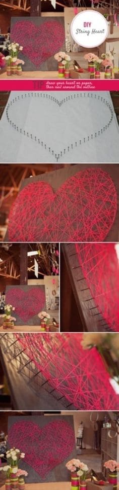 2. CREATE A HEART-SHAPED STRING WALL ART