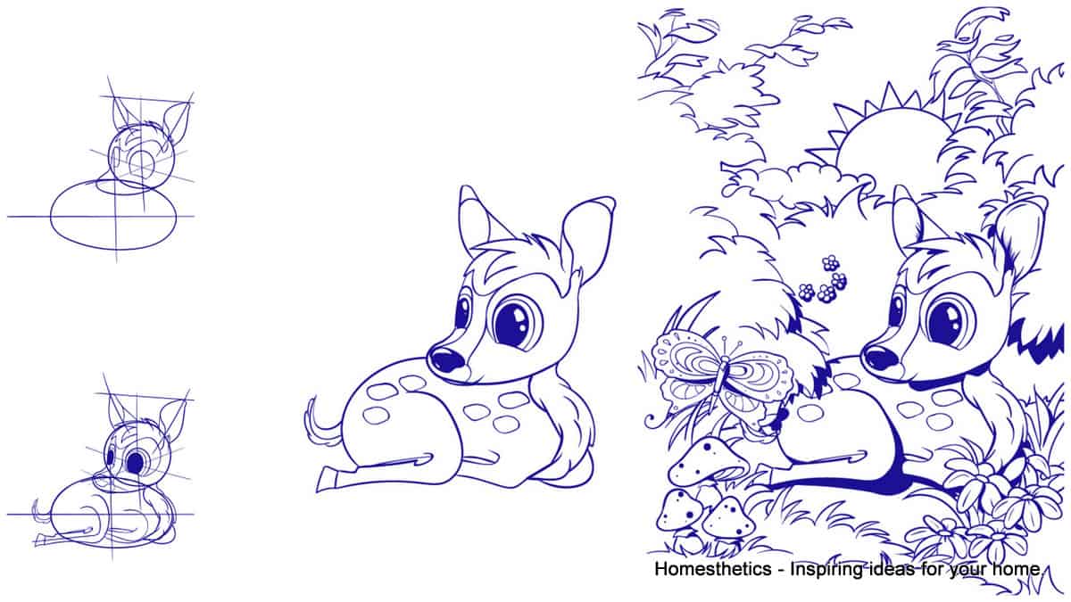 Learn How to Draw a Deer - Cartoon Scene Step by Step Tutorial