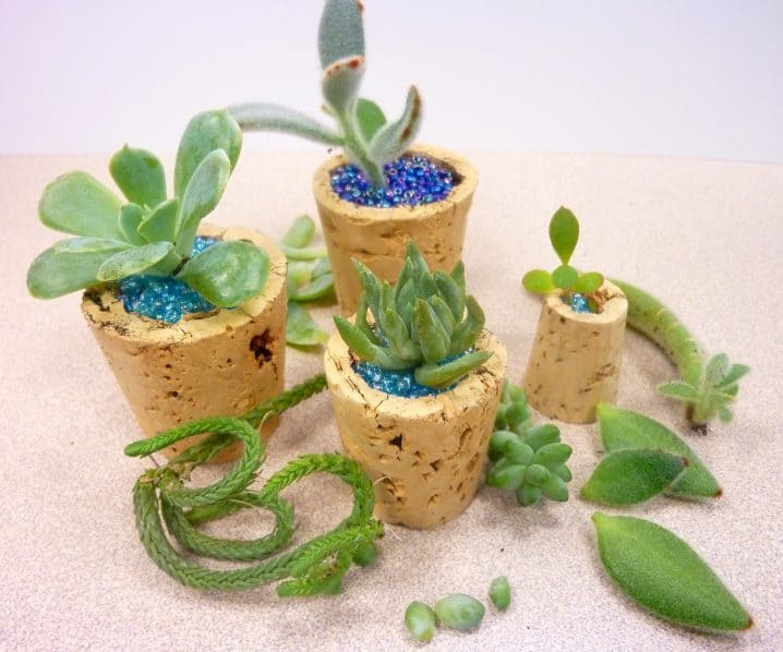 USE BEADS TO ADD A PLUS OF COLOR TO YOUR TINY CORK PLANTERS