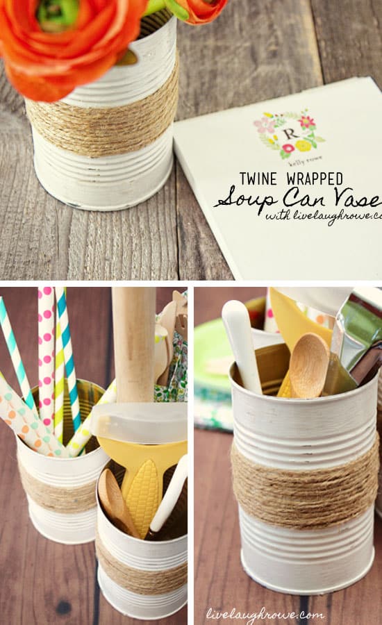 Repurposed-Soup-Can-as-Rustic-Vases