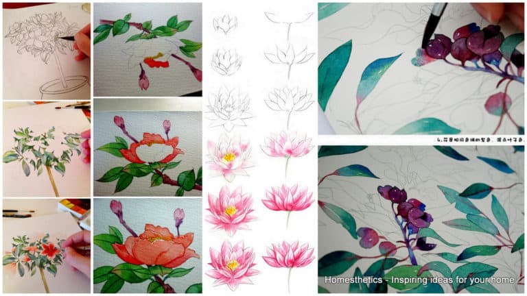 20 Delicate Colorful Watercolor Flowers Painting Tutorials In Images