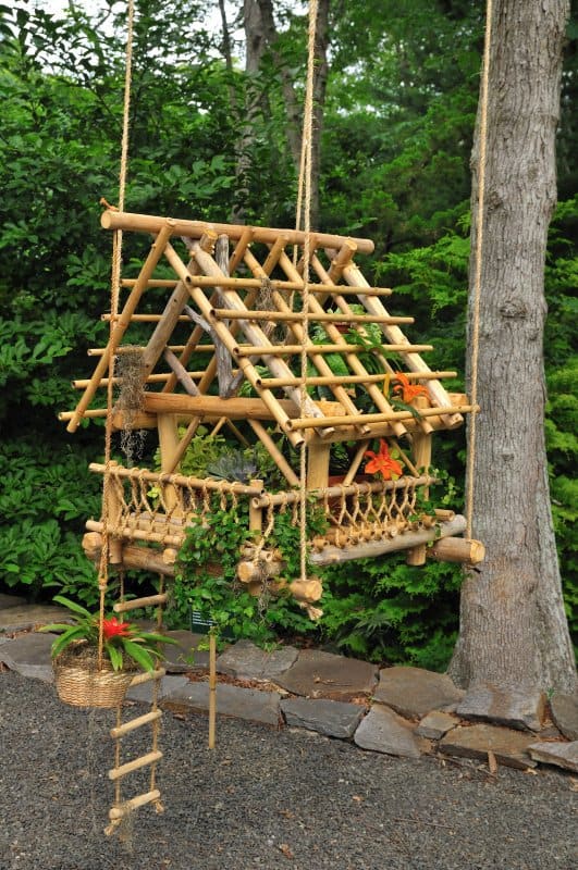 small bamboo suspended plant garden