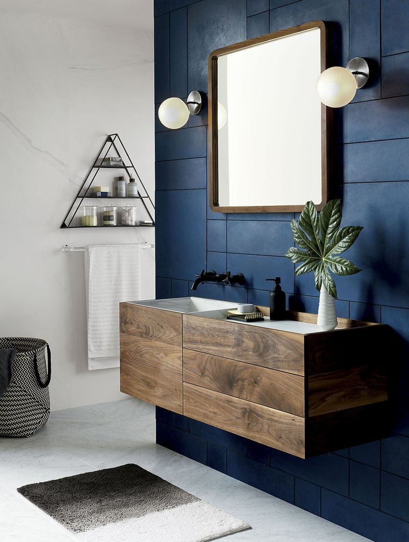 3. navy blue hues and dark wooden tones are a masculine approach