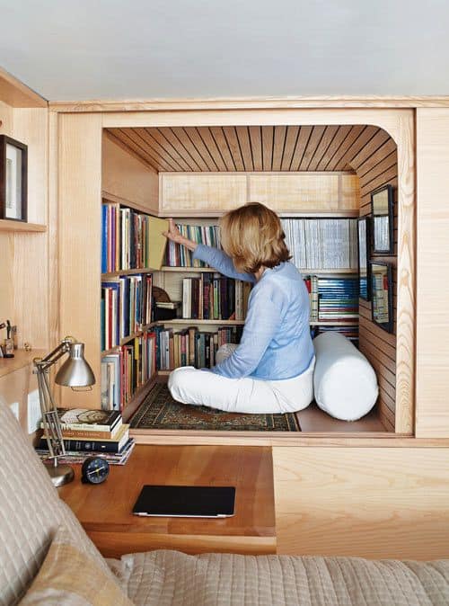 21. insert a small wooden reading nook next to your desk