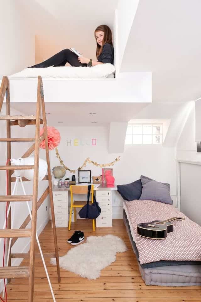 3. use the height of the room to form a reading nook