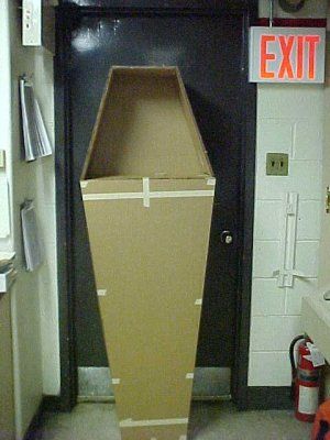 4. BUILD A GIANT CARDBOARD COFFIN