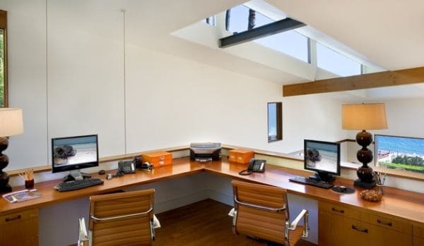 Contemporary-home-office-with-a-skylight