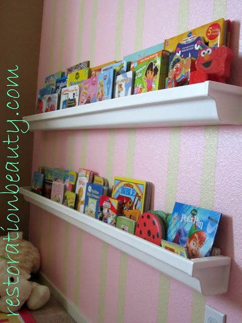 Plastic rain-gutters can become great shelves
