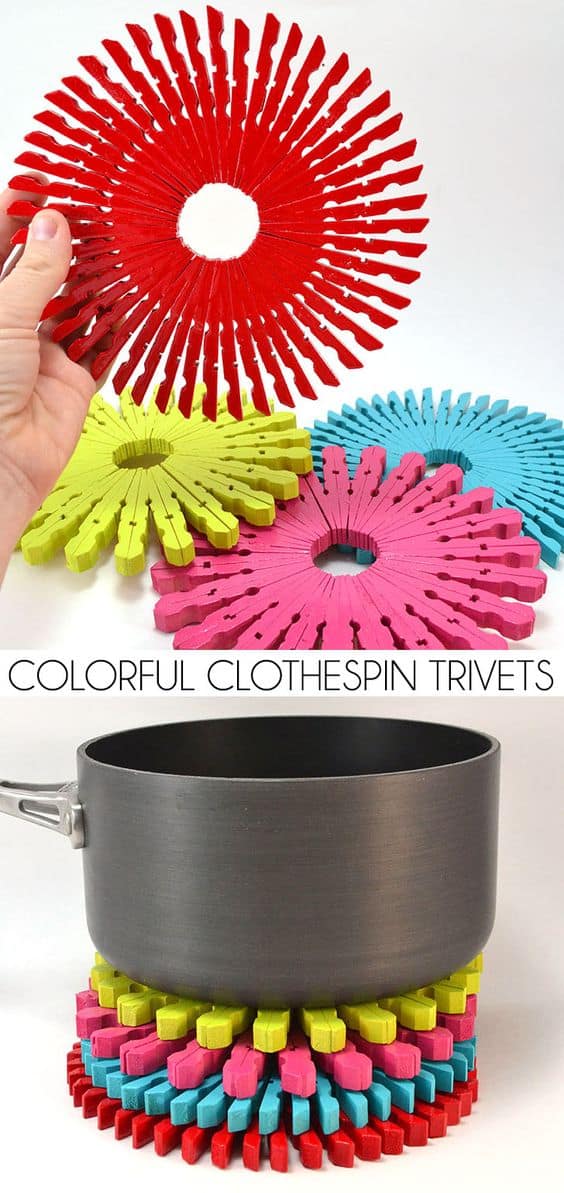 19. BUILD PRACTICAL CLOTHESPIN TRIVETS