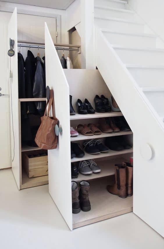 2. Storing shoes and jackets in style