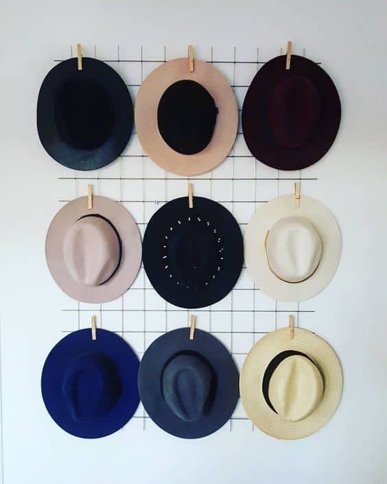 16. WIRE MESH AND CLIPS FOR UNIQUE HAT STORAGE
