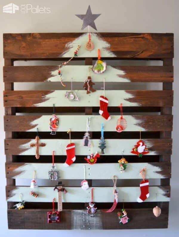 2. HAND PAINTED WHITE CHRISTMAS TREE ON BROWN PALLET
