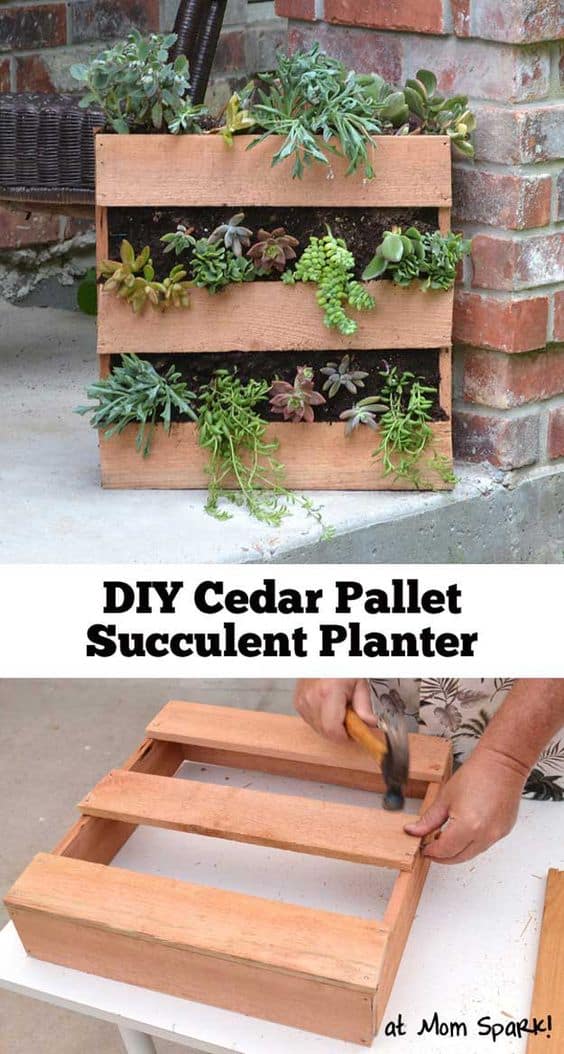 110. DIY CEDAR PALLET SUCCULENT PLANTER