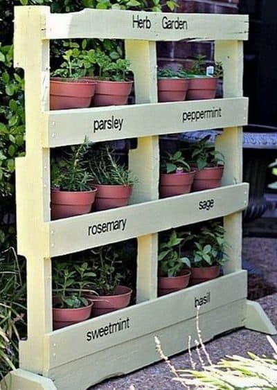 37. POTTED HERB GARDEN FROM PALLET