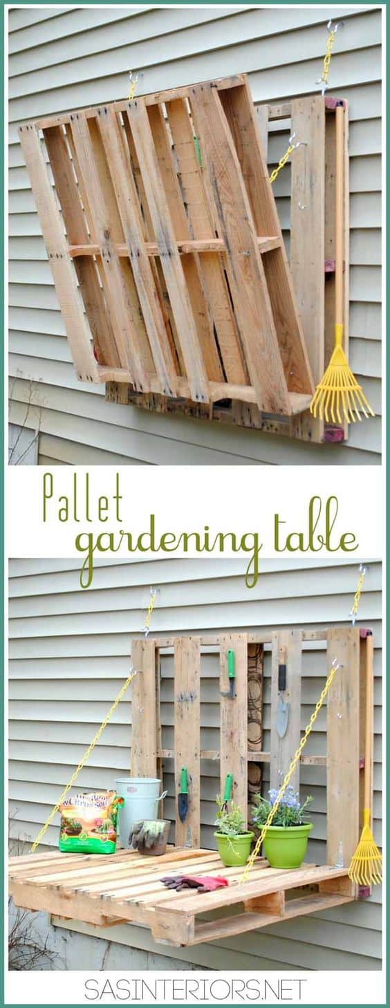 50. PALLET GARDENING TABLE