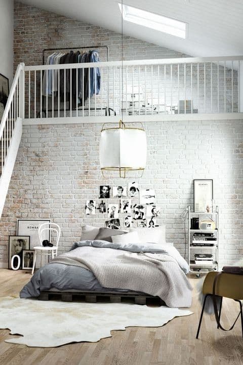 industrial loft design with white bricks