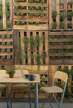 88. VERTICAL PALLET GARDENS AS  A WALL