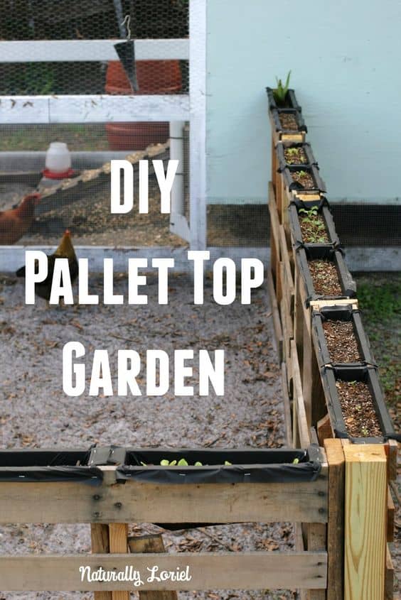 93. DIY PALLET TOP GARDEN