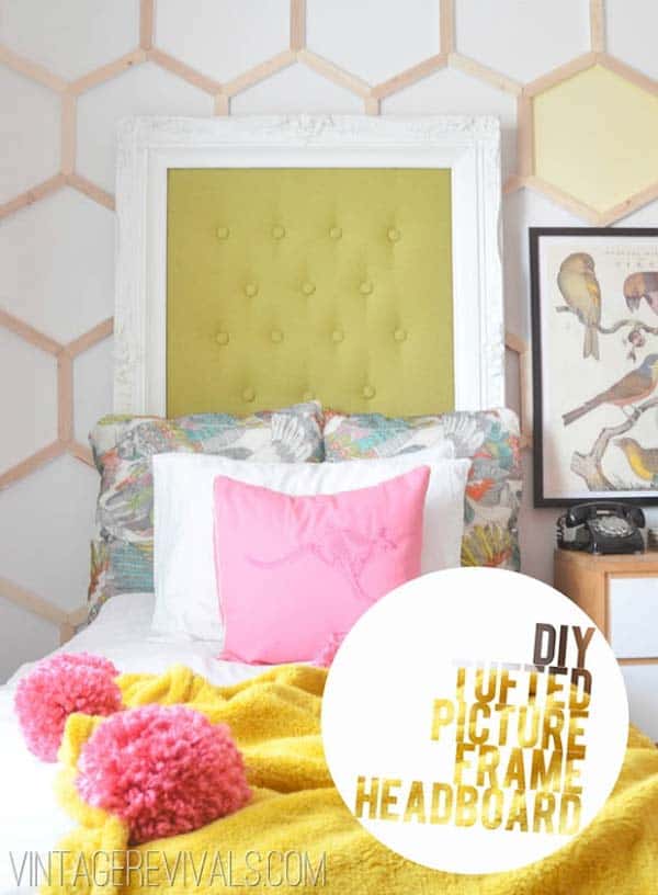 36. DIY TUFTED PICTURE FRAME HEADBOARD