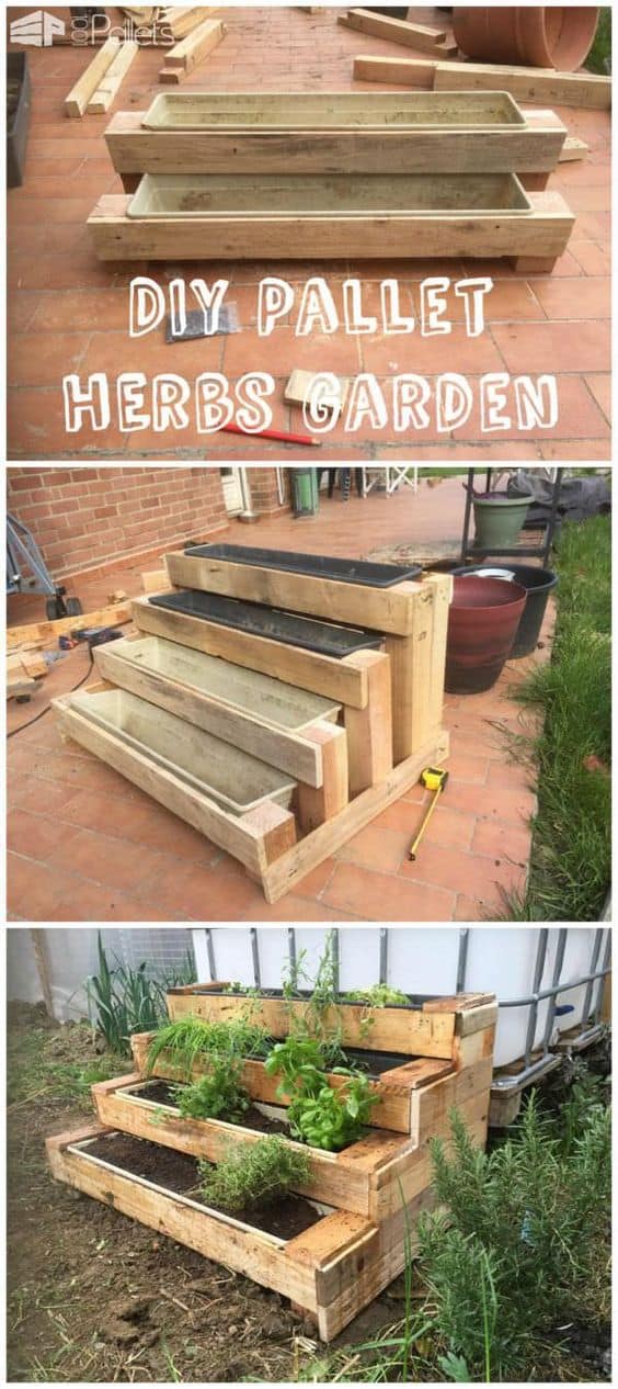 15. DIY PALLET STAIRS GARDEN