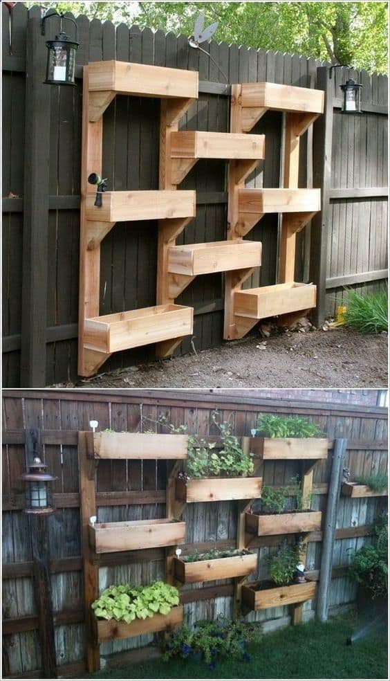 18. SPACE SAVING VERTICAL PALLET GARDEN