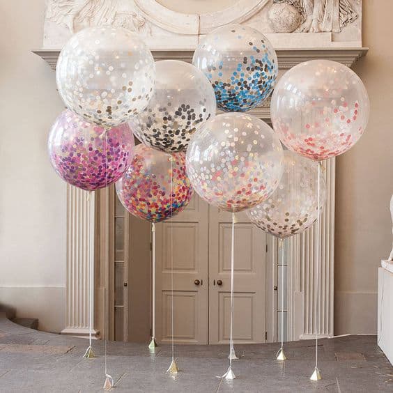 2. TRANSPARENT BALLOONS WITH COLORFUL CONFETTI