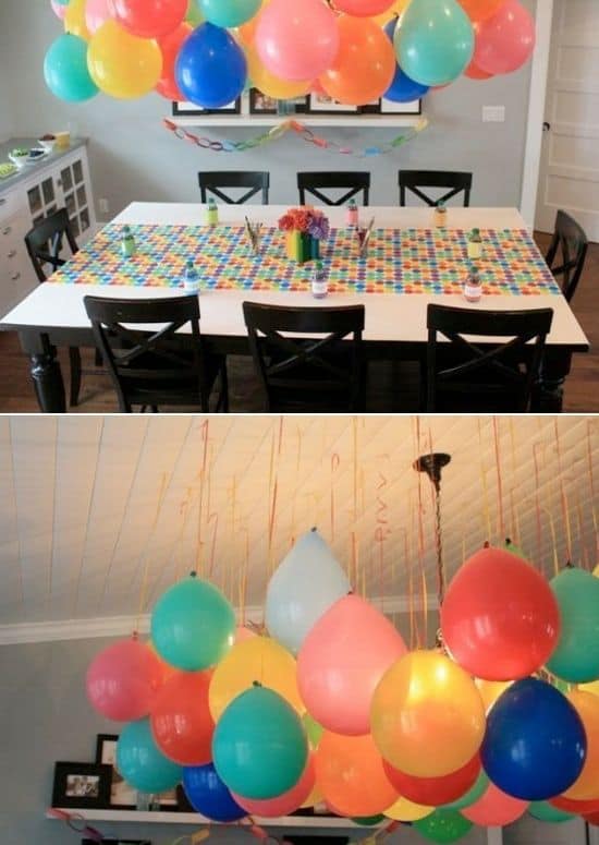 1. COLORFUL BALLOON CLOUDS OVER THE DINNING TABLE