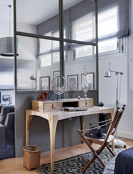 glass and metal room divider