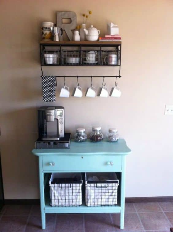 10. PETITE TEAL COFFEE STATION