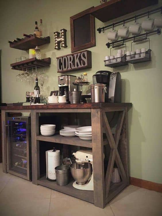 7. COMPLETE SET IN WOODEN SIMPLICITY coffee bar diy